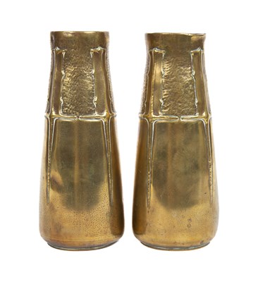 Lot 133 - A pair of Art Nouveau brass vases
