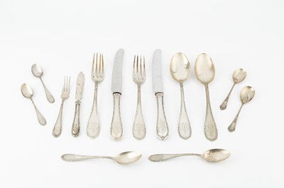 Lot 898 - A part service of German silver flatware,...