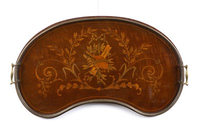 Lot 252 - Mahogany inlaid tray Edwardian, the central...