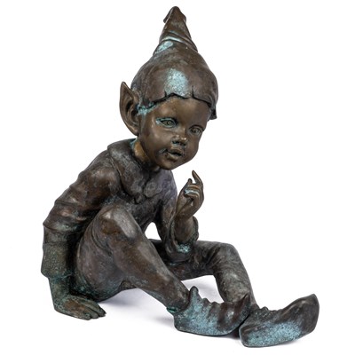 Lot 1255 - A bronze garden sculpture of a pixie