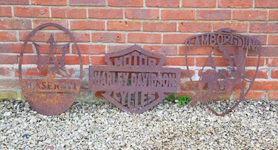 Lot 1181 - Three motoring related pressed-steel signs