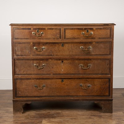 Lot 127 - Oak and mahogany banded chest  19th Century,...