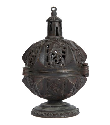 Lot 1042 - A 19th century pierced bronze censer