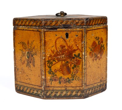 Lot 239 - A George III quillwork tea caddy together with its outer case and caddy spoon