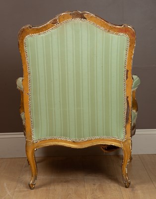 Lot 20 - An 18th century Italian gilt and carved framed open armchair