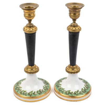 Lot 388 - A pair of 19th century French candlesticks