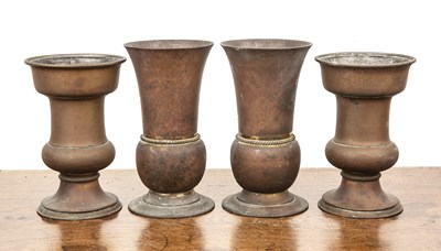 Lot 259 - Pair of Campana style copper vases 20th...