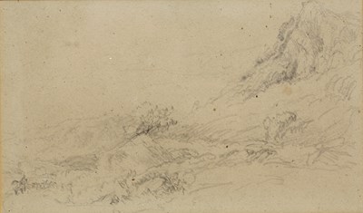 Lot 401 - David Cox (1783-1859) A hillside with distant...