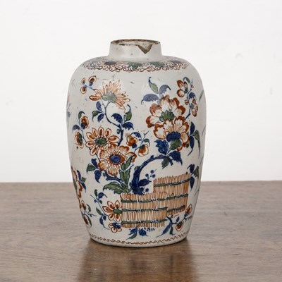 Lot 275 - Polychrome Delft jar 18th Century, painted...