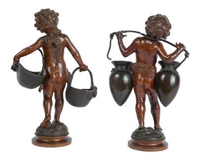Lot 506 - Louis Auguste Moreau (French 1834-1917), a pair of bronze statuettes