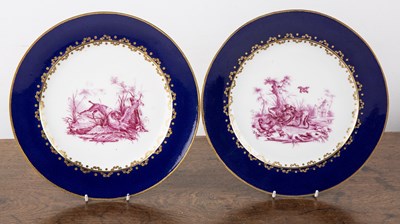 Lot 280 - Pair of Sevres porcelain cabinet plates...