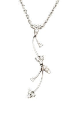 Lot 296 - An 18ct white gold and diamond pendant, of...