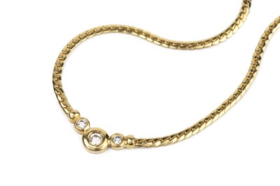 Lot 298 - An 18k yellow gold and diamond set necklace,...