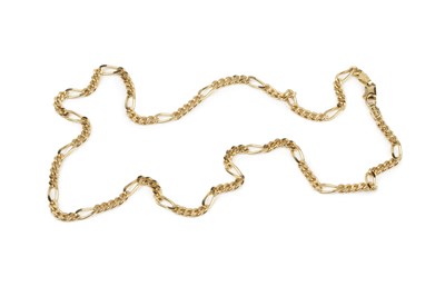 Lot 297 - An 18ct yellow gold necklace, of curb link...