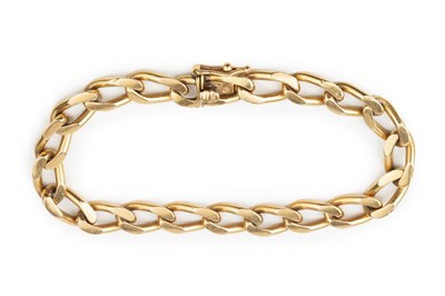 Lot 305 - A Continental yellow metal curb link bracelet,...