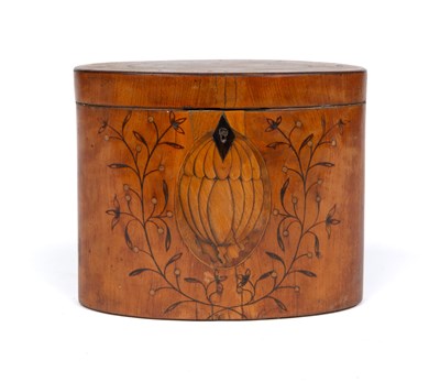 Lot 242 - An early 19th century fruitwood oval tea caddy