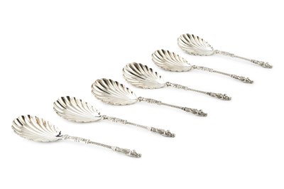 Lot 913 - A set of six late Victorian silver apostle top...