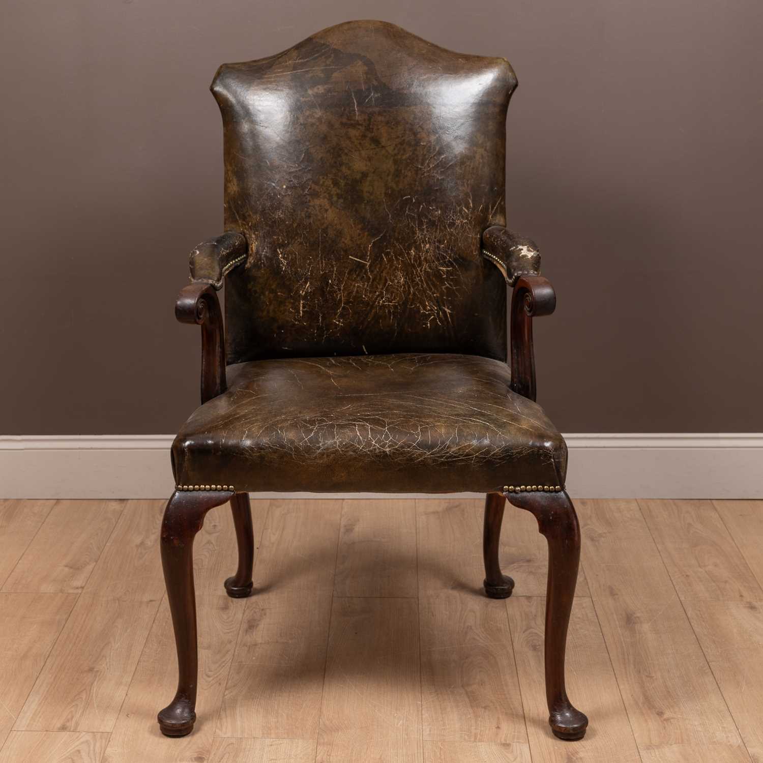 Lot 42A - A George III mahogany framed leather...