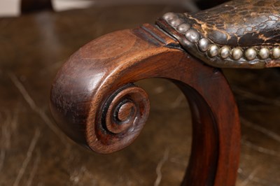 Lot 83 - A George III mahogany framed leather upholstered library chair