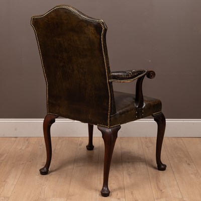 Lot 83 - A George III mahogany framed leather upholstered library chair