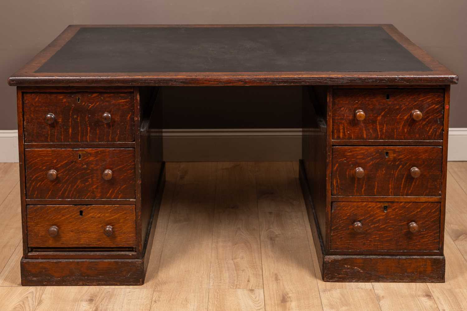 Lot 79 - A William IV oak 'Palace of Westminster' pedestal desk