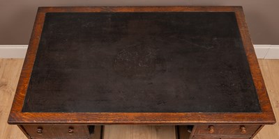 Lot 79 - A William IV oak 'Palace of Westminster' pedestal desk