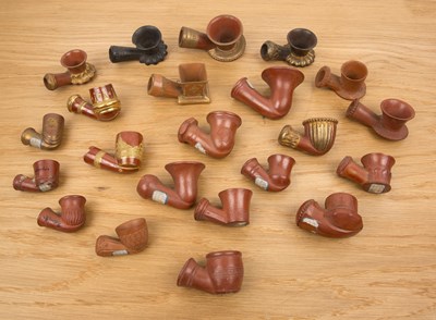 Lot 438 - Twenty two tophane clay pipes Ottoman,...