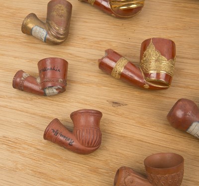 Lot 438 - Twenty two tophane clay pipes Ottoman,...