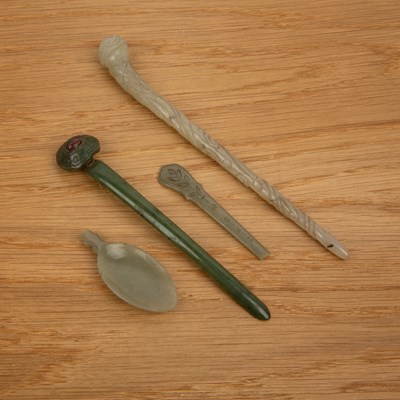 Lot 212 - Two jade hairpins Chinese, 18th/19th Century...