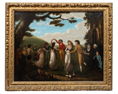 Lot 76 - 18th century British School, dancing figures in a scene from The Vicar of Wakefield