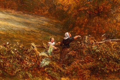 Lot 1013 - Charles Thomas Burt (British 1823-1902), blackberry pickers in a hedgerow