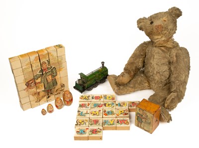 Lot 88 - The group of antique toys including a Steiff teddy bear