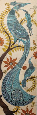 Lot 316 - A Batik picture on cloth of a peacock