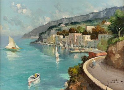 Lot 247 - * Frederico Amalfi Coast, signed, oil on...