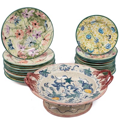 Lot 182 - A collection of ceramic plates and a tazza by Ruth Acker