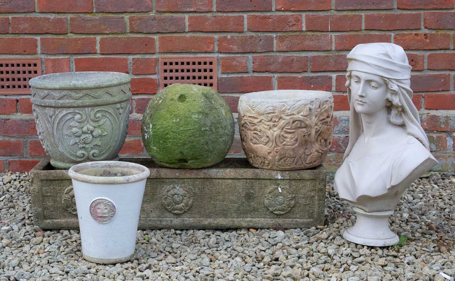 Lot 1330 - A collection of planters and a garden ornament