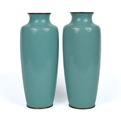 Lot 43 - A pair of Japanese cloisonné vases