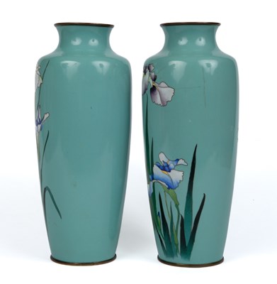 Lot 43 - A pair of Japanese cloisonné vases