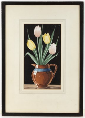 Lot 295 - John Elvin (20th century) Still life - tulips...