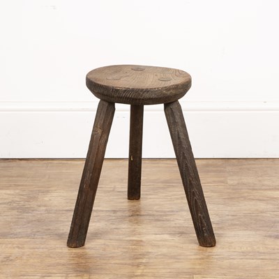 Lot 64 - Cutlers stool elm, with circular top, standing...