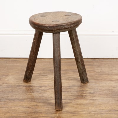 Lot 64 - Cutlers stool elm, with circular top, standing...