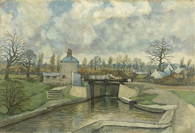 Lot 126A - Leslie Woollaston (1900-1976) 'Canal basin',...