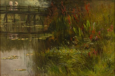 Lot 280 - Ernest Parton (1845-1933) Summertime Riverbank,...