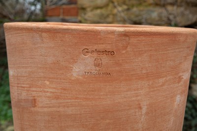 Lot 1308 - A pair of tall cylindrical Tuscan terracotta planters
