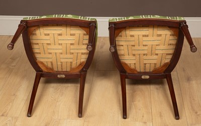 Lot 373 - A pair of Edwardian painted mahogany shield back chairs