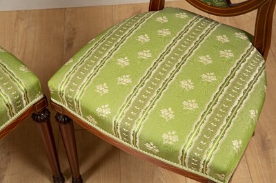 Lot 373 - A pair of Edwardian painted mahogany shield back chairs