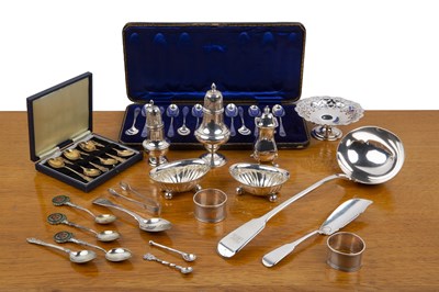 Lot 494 - Group of miscellaneous silver and silver plate...