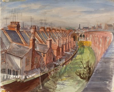 Lot 286 - John Steane (b. 1931) Railway viaduct, signed,...