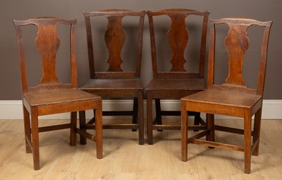 Lot 1068 - Two pairs of 19th century oak country made dining chairs