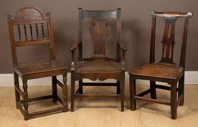 Lot 1033 - Three country made antique chairs